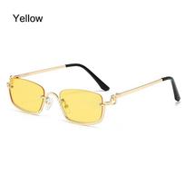 Trendy Small Square Women's Sunglasses Metal Hip Hop Half Frame Sun Glasses Vintage Shades Narrow Eyewear for Women & Men