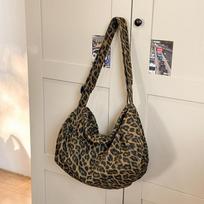 New Women's Bag Leopard Print Canvas Crossbody Bag Y2K Trendy Travel Shoulder Bags Tote Bag Female Student Handbags KTB 38x26x21.5cm
