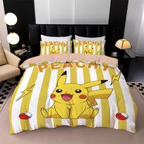 3D Spausdintas Pikachu Patalynės Komplektas Anime Gengar P-Pokemon Ash Ketchum Antklodė Užvalkalas Pagalvės Užvalkalas Mergaitėms Berniukams Atostogų Dovanos EU Single(135*200cm)3pcs