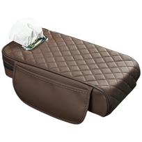Practical Car Armrest Pad with Integrated Tissue Dispenser & Storage Solution Leather Armrest for Everyday Convenience