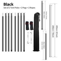 Set of 2 Tent Poles Adjustable Tarp Poles Steel Rods for Sun Shelter Tarp Canopy Camping Replacement With Pegs & Ropes