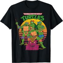 Teenage Mutant Ninja Turtles Retro Sun Group Tee-Shirt T-Shirt S juoda