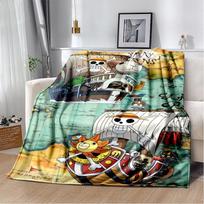 3D One P-Piece Cartoon Anime Flannel Blanket Soft Warm Throw Blanket for Bedroom Living Room Bed Camping Picnic Office Kids Gift 75x90cm