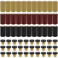 60 Pcs Wine Sealer Wooden T-Shape Wine Bottle Stopper PVC Heat Shrink Capsules Cover Wines Bottle Resealer for Champagne Bottles