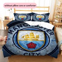 Manchester City Raštas Patalynės Antklodės Komplektas Namų Dekoras Dovana (1 * antklodės užvalkalas + 2 * pagalvės užvalkalai be šerdies) 135x200cm