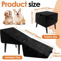 Split Ottoman Dog Ramp Folding Pet Steps Plush Indoor Dog Staircase Safety Ramp 2 In 1 Wooden Footstool Sofa Steps Pet Supplies