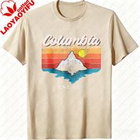 Columbia Mountain Sunset Vyriški marškinėliai Medvilniniai trumpomis rankovėmis Madingi Lauko nuotykių dovana Viršutiniai drabužiai Lauko sporto entuziastų drabužiai S