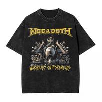 Megadeths Washed T Shirt Streetwear Hip Hop Vintage T-Shirts Tees Men Women Cotton Oversize S