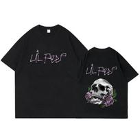 Rapper Lil Peep Cry Baby Skeleton T-shirt Men Women Clothing Fashion Vintage Hip Hop Oversized T-shirts Gothic Harajuku T Shirt S juoda