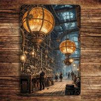 Metal Poster Wall Art Retro Industrial Steampunk 30x20 cm Flat Sign for Bar