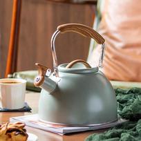 Light Green Whistling Teapot 3L Capacity Stainless Steel Teapot Flat Bottom Teapot  Home Use
