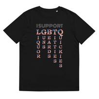 Aš palaikau LGBTQ | Unisex marškinėliai | JAV vėliavos raidės 2XL