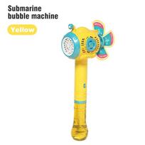 Electric Bubble Gun Hand-Held Windmill Fully Automatic Soap Bubble Maker Machine Cute Toy Summer Outdoor Toy for Kids Gifts geltona