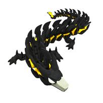26cm 3D Printing Cool Black Dragon Toy Model Simulation Chinese Dragon Children Toys Joints Movable Decorative Ornaments 26cm