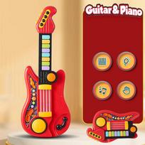 2 viename elektrinė vaikų gitara žaislas Sulankstomas žaislas gitara pianinas pradedantiesiems Muzikos instrumentai Ankstyvasis ugdymas vaikams Dovana / Kalėdų dovanos raudona