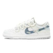 Nike Dunk Slip Resistant And Breathable Low top Skateboard Shoes Unisex Beige White Blue DD1503-103(Team289-) 44