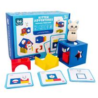 Wooden Magic Box Kitten Animal Geometric Building Blocks Educational Toy Ideal Birthday Gift for Kids