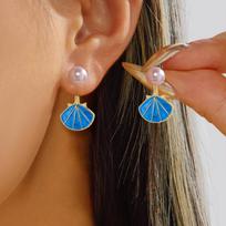 Design Sense Starfish Stud Earrings for Women Temperament Imitation Pearl Ocean Style Earrings Charm Girl Beach Party Jewelry