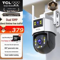 TCL 4G Dual-Lens Outdoor Security Camera with Full-Color Night Vision CN plug (adapter included) Camera + 60-day Loop Recording Card