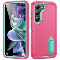 Samsung S25 Ultra Case: Triple Protection, Fits S24 Ultra, A54, A16, with Kickstand & Drop Resistance. S25 Edge rožinė/mėlyna