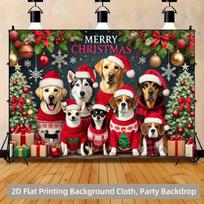 2D Christmas Ugly Sweater Dogs Backdrop Banner for Winter Holiday Supplies 47.2x31.5inch/120*80cm