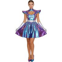 Futuristinis metalinis kosminis kostiumas Cosplay: Mėlynai violetinės spalvos gradientinė sijono kostiumas Adult S