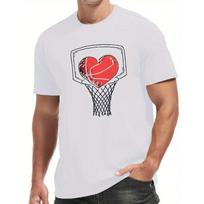 Basketball Hoop with Heart Men's Short Sleeve T-shirt Summer T-shirt Top S įvairiaspalvis