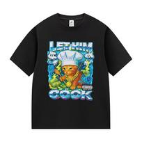 Let Him Cook Funny Cat Chef Meme Graphic T-shirt Mens Women Fashion Oversized T Shirts Loose O-Neck Cotton Short Sleeve T Shirts S įvairiaspalvis
