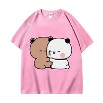 Panda Bear Bubu Dudu Love Hug Graphic T Shirts Harajuku Cartoon Short Sleeve T-shirt Kawaii Fashion Oversized T-shirts Unisex S įvairiaspalvis