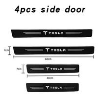 Carbon Fiber Leather Car Door Sill Protection Strip Tough and Durable Decorative Car Sticker for Tesla Model 3 X S Model Y Car