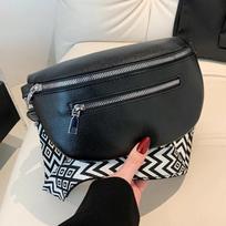 Women's Waist Bag Multi-pocket Street Fanny Pack PU Leather Chest Bag Fashi Wide Strap Crossbody Bag Retro Solid Shoulder Bags juoda