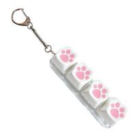 Cute Silicone Cat Paw Fidget Keyboard Keychain 4 Keys Mechanical Switch Tester Toy Stress Relief Bag Pendant for Cat Lover