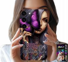 Etui Do Samsung Galaxy S23 Plus - Anti Social Różowy Motyl + Szkło