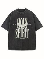 Holy Spirit print Tshirt for Unisex and Women new style heavyweight washed cotton loose fit casual wear comfortable all seasons M