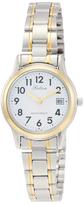 Analog Waterproof Watch with Date Display and Metal White [Citizen Q&Q] Band, D011-404, Women's,