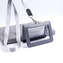 Double-Sided ID Card Holder With Neck Strap Leather Badge Holder Leather Card Cover  Staff Supplies Style 3