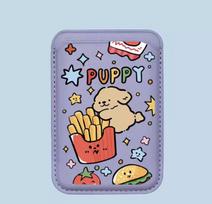 MagSafe Magnetic Leather Card Holder for Apple Phone - Hamburger, Fries, and Hot Dog Design Single Card Holder