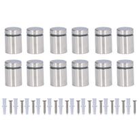12Pcs Standoff Screw Stainless Steel 19x25mm Wall Mount Advertising Fastener Set Kit šviesiai pilka spalva