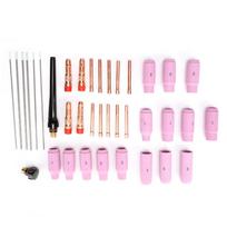 37pcs TIG Parts Tungsten Electrode Alumina Nozzle Collet Body Back Cap for WP17/18/26 Torch37pcs rožinė