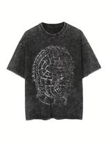 Black retro washed vintage design SIN letter slogan Tshirt S