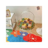 Vintažinis patchwork apvalus kėdės pagalvėlė, medvilninis sėdimosios dalies užvalkalas su gėlių raštu ir nėriniu apvadu, Boho dygsniuota minkšta pagalvėlė valgomojo kėdėms 45x45cm brown