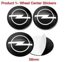 4 vnt. 56/60 mm lankstūs ratų centriniai dangteliai - 3M lipnios metalinės lipdukai, suderinami su Opel Corsa/Astra/Mokka, universalūs ratų gaubtai