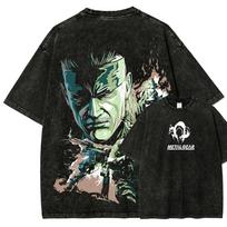 Metal Gear Solid Manga Games Graphic Print Tshirt Men Women New Fashion Harajuku Washed Cotton Tees Loose Casual Oversized Tops S