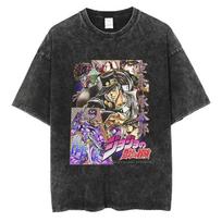 JoJos Bizarre Adventure Anime Clothing Dio Graphic Washed Tshirt Men Vintage Cotton Tshirts Parentchild Casual T Shirt M