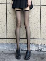 Women's Thigh-High Sheer Stockings  Summer Slimming AntiSnag Tights  Black/White Japanese School Style One size