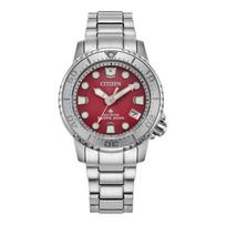 CITIZEN Promaster Dive Series 200 Meters Waterproof Solar Quartz Steel Strap 36.5mm Women's Watch Red Dial EO2027-50Z raudona