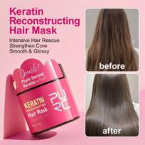 PURC Keratin Hair Mask for Damaged Hair, Anti-Breakage Treatment, Deep Nourishing, Frizz Control, Soft & Smooth, 200ml