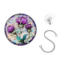 Stained Glass Window Hanging Ornament Colorful Acrylic Suncatcher Panel with Chain And Suction Cup for Home Garden Decor 3