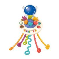 Infant Grasping Toy Cartoon Duck Astronaut Multiple Textures Pull Stick Teething Toy Grip Training Educational Toys Rattle Teether Baby Pulling D