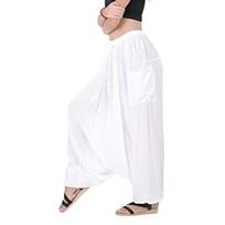 Women White Loose Baggy Pant Indian Party Wear Ethnic Boho Gypsy Harem Pants Free
